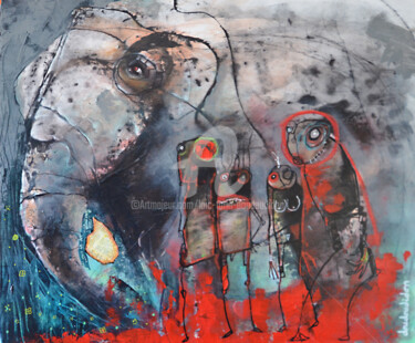 Peinture intitulée "Le dernier mammouth…" par Loic Tarin (Doudoudidon), Œuvre d'art originale, Acrylique