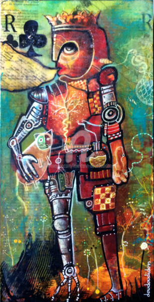 Peinture intitulée "le roi de trefle et…" par Loic Tarin (Doudoudidon), Œuvre d'art originale