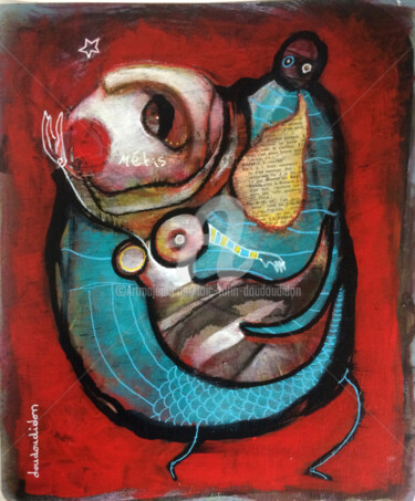 Peinture intitulée "Métis, avalée mais…" par Loic Tarin (Doudoudidon), Œuvre d'art originale, Acrylique