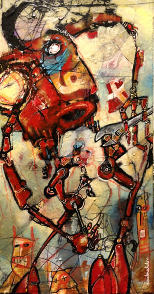 Картина под названием "La décharge sa muse" - Loic Tarin (Doudoudidon), Подлинное произведение искусства, Акрил