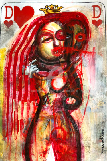 Peinture intitulée "Dame de coeur à la…" par Loic Tarin (Doudoudidon), Œuvre d'art originale, Acrylique