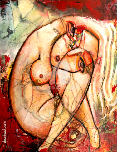 Peinture intitulée "La soi-disante Eve…" par Loic Tarin (Doudoudidon), Œuvre d'art originale, Acrylique