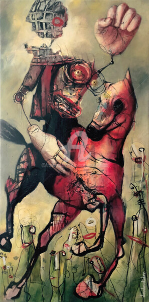 Malerei mit dem Titel "Rider on the storm…" von Loic Tarin (Doudoudidon), Original-Kunstwerk, Acryl
