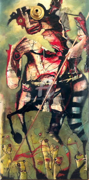 Pintura intitulada "Retour du gardien -…" por Loic Tarin (Doudoudidon), Obras de arte originais, Acrílico