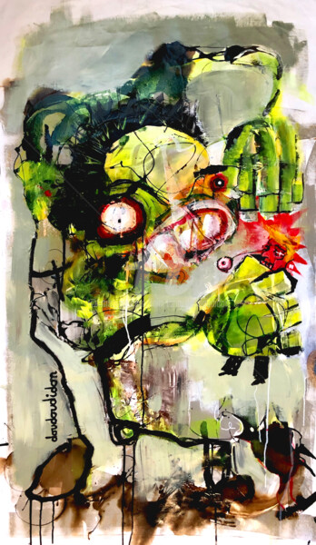 Malerei mit dem Titel "Hulk VS Trump" von Loic Tarin (Doudoudidon), Original-Kunstwerk, Acryl