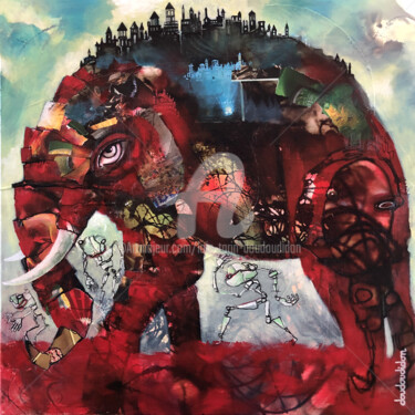 Malarstwo zatytułowany „Mammuth spiritual” autorstwa Loic Tarin (Doudoudidon), Oryginalna praca, Akryl
