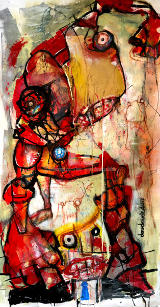 Pintura intitulada "Ironman VS Mister T…" por Loic Tarin (Doudoudidon), Obras de arte originais, Acrílico