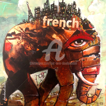 Malerei mit dem Titel "French elephant" von Loic Tarin (Doudoudidon), Original-Kunstwerk, Acryl