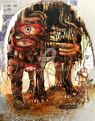 Картина под названием "Ridiculum elephantis" - Loic Tarin (Doudoudidon), Подлинное произведение искусства, Акрил