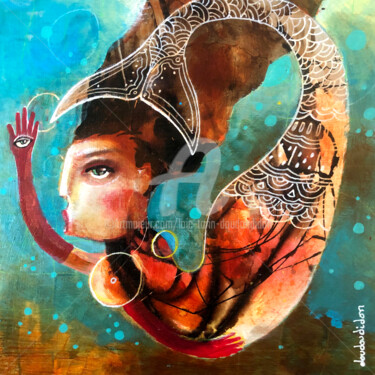 Картина под названием "Mermaid" - Loic Tarin (Doudoudidon), Подлинное произведение искусства, Акрил