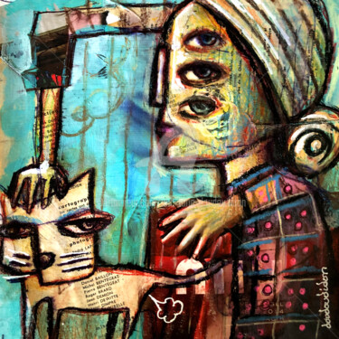 Картина под названием "Cat's power" - Loic Tarin (Doudoudidon), Подлинное произведение искусства, Акрил