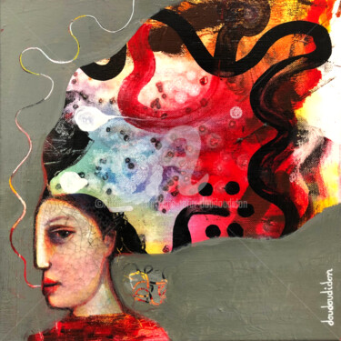 Картина под названием "Chevelure polychrome" - Loic Tarin (Doudoudidon), Подлинное произведение искусства, Акрил