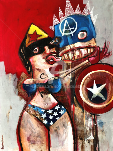 Painting titled "American Gothic XXI…" by Loic Tarin (Doudoudidon), Original Artwork, Acrylic