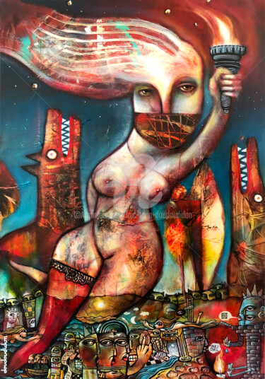 Pintura titulada "la liberté se barre…" por Loic Tarin (Doudoudidon), Obra de arte original, Acrílico Montado en Bastidor de…