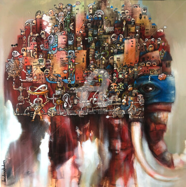 Malerei mit dem Titel "Entropie Psycho dép…" von Loic Tarin (Doudoudidon), Original-Kunstwerk, Acryl Auf Keilrahmen aus Holz…