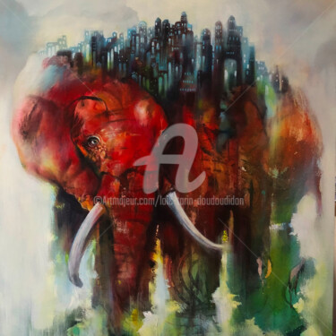 Peinture intitulée "Ado d'éléphant" par Loic Tarin (Doudoudidon), Œuvre d'art originale, Acrylique