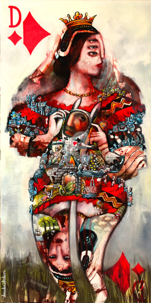 Malarstwo zatytułowany „Cathédrale, côté ca…” autorstwa Loic Tarin (Doudoudidon), Oryginalna praca, Akryl