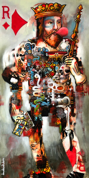 Peinture intitulée "Roi de carreau se p…" par Loic Tarin (Doudoudidon), Œuvre d'art originale, Acrylique