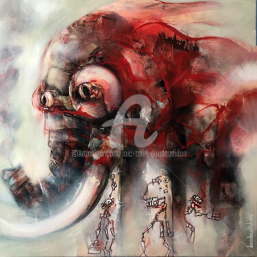Peinture intitulée "Elephant en panne e…" par Loic Tarin (Doudoudidon), Œuvre d'art originale, Acrylique