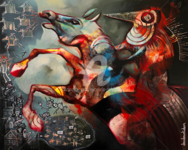 Peinture intitulée "Cavalerie narcissiq…" par Loic Tarin (Doudoudidon), Œuvre d'art originale, Acrylique Monté sur Châssis e…