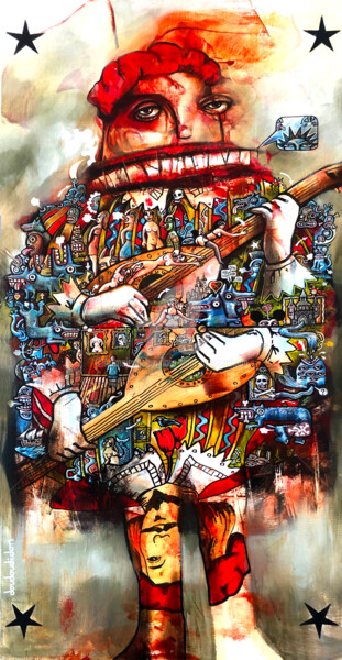 Malerei mit dem Titel "L'Excuse 2023" von Loic Tarin (Doudoudidon), Original-Kunstwerk, Acryl