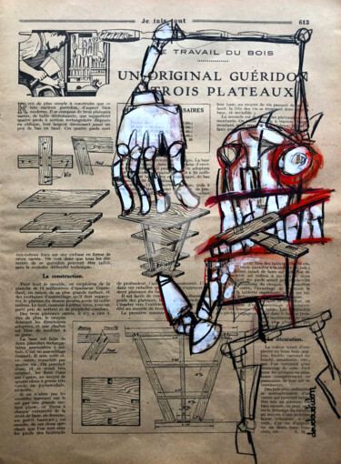 Disegno intitolato "Gueridon" da Loic Tarin (Doudoudidon), Opera d'arte originale, Matita Montato su Alluminio