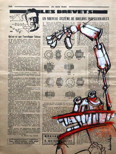 Dessin intitulée "Systeme de boulons" par Loic Tarin (Doudoudidon), Œuvre d'art originale, Crayon