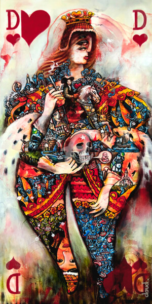 Pintura titulada "La dame de cœur et…" por Loic Tarin (Doudoudidon), Obra de arte original, Acrílico Montado en Bastidor de…