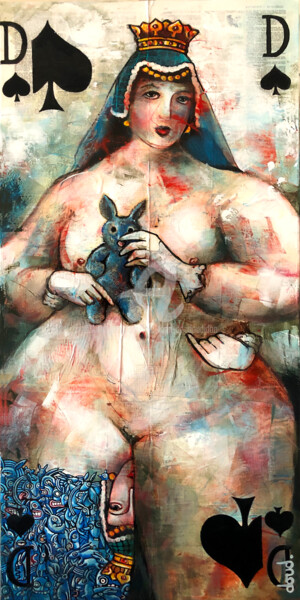 Malerei mit dem Titel "Le doudou de la rei…" von Loic Tarin (Doudoudidon), Original-Kunstwerk, Acryl Auf Keilrahmen aus Holz…