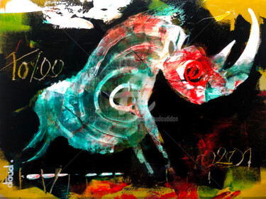 Malarstwo zatytułowany „Rhinostalgique” autorstwa Loic Tarin (Doudoudidon), Oryginalna praca, Akryl