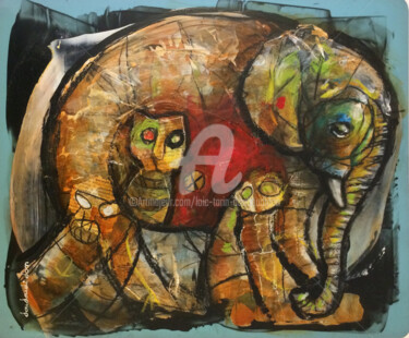 Peinture intitulée "Elephant - Doudoudi…" par Loic Tarin (Doudoudidon), Œuvre d'art originale, Acrylique