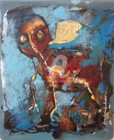 Painting titled "Une bestiole qui pa…" by Loic Tarin (Doudoudidon), Original Artwork, Acrylic