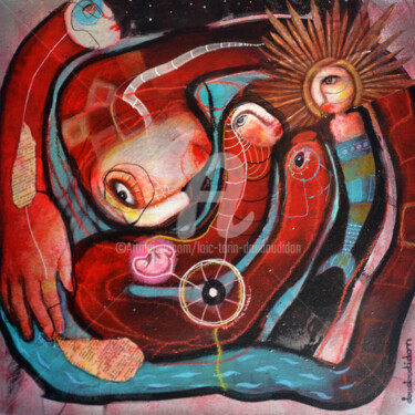 Картина под названием "space-time-weel" - Loic Tarin (Doudoudidon), Подлинное произведение искусства, Акрил