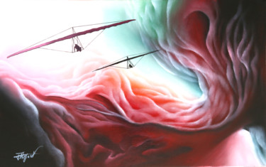 Peinture intitulée "l'aventure intérieur" par Loic Thepaut, Œuvre d'art originale, Huile