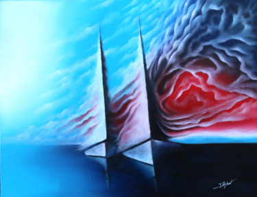 Painting titled "orage" by Loic Thepaut, Original Artwork, Oil