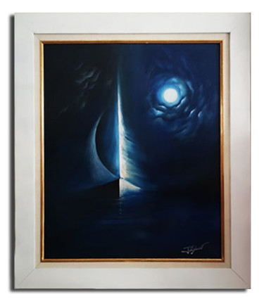 Peinture intitulée "sous la lune" par Loic Thepaut, Œuvre d'art originale, Huile