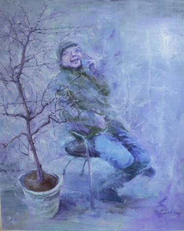 Schilderij getiteld "悠闲的人" door Ping Liu, Origineel Kunstwerk, Olie