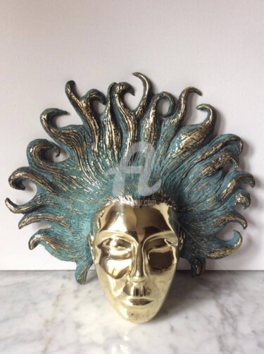 Escultura intitulada "Máscara de Bronze" por Regina Avellar, Obras de arte originais