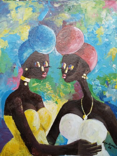 Schilderij getiteld "Black and bold" door Loje Oluwaseun Loje, Origineel Kunstwerk, Acryl