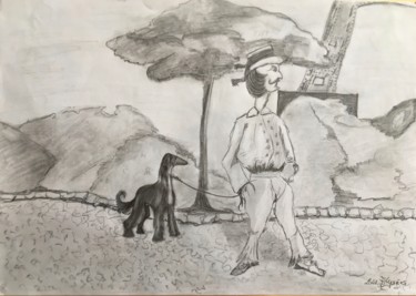 Dibujo titulada "El Parigiano aburri…" por Lola Èlysèes, Obra de arte original, Lápiz