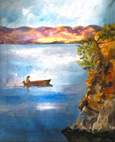 Pintura titulada "Pêcheur" por Lola Jumaeva Novikova, Obra de arte original, Oleo