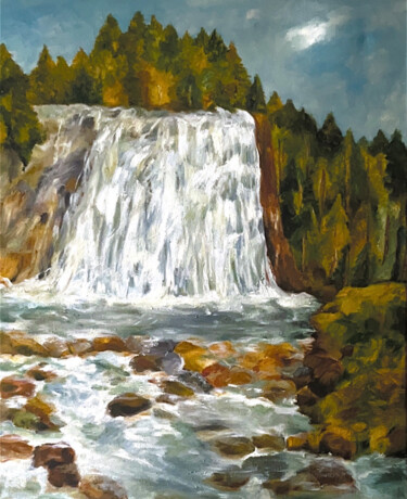 Painting titled "Chute d’Altaï" by Lola Jumaeva Novikova, Original Artwork, Oil