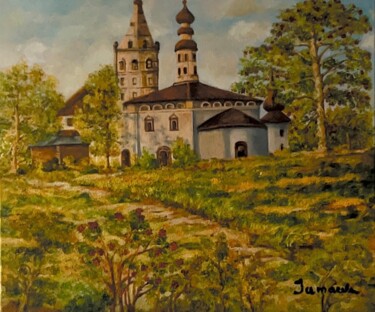 Peinture intitulée "Église paroissiale…" par Lola Jumaeva Novikova, Œuvre d'art originale, Huile