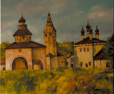 Painting titled "Monastère Saint Ale…" by Lola Jumaeva Novikova, Original Artwork, Oil