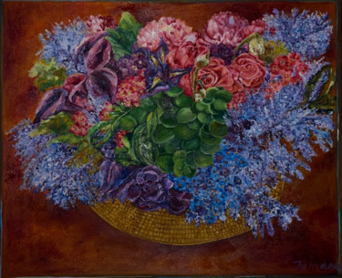 Malerei mit dem Titel "Lilas" von Lola Jumaeva Novikova, Original-Kunstwerk, Öl