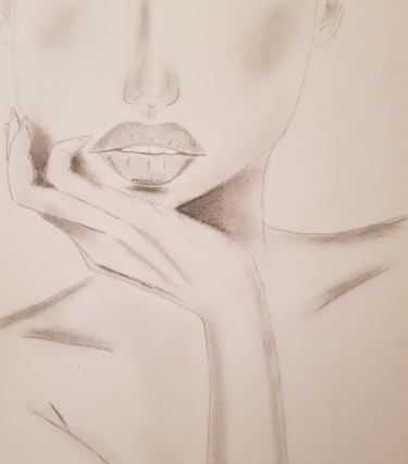 Drawing titled "Mélancolie" by Lola Lea, Original Artwork, Conté