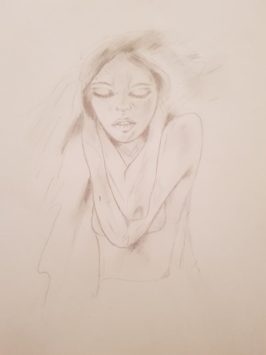 Drawing titled "Femme" by Lola Lea, Original Artwork, Pencil