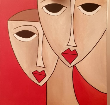 Painting titled "Les copines" by Lola Lea, Original Artwork, Acrylic