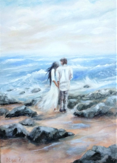 Ζωγραφική με τίτλο "Wind of love Couple…" από Olga Tsyhypko, Αυθεντικά έργα τέχνης, Ακρυλικό Τοποθετήθηκε στο Ξύλινο φορείο…