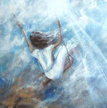 Painting titled "Towards the sun" by Olga Tsyhypko, Original Artwork, Acrylic Mounted on Wood Stretcher frame